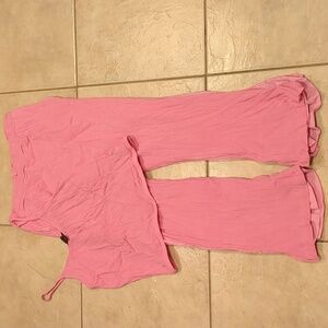 Boston Proper Pink Guaze Lounge Wide Leg Pants & Tank Top Size Medium